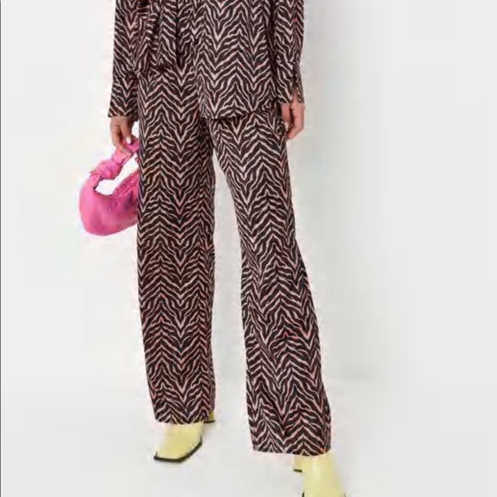 chocolate co ord zebra print satin pants